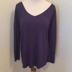 NWT Elloqui Navy Blue Vneck top - 3/4 sleeves